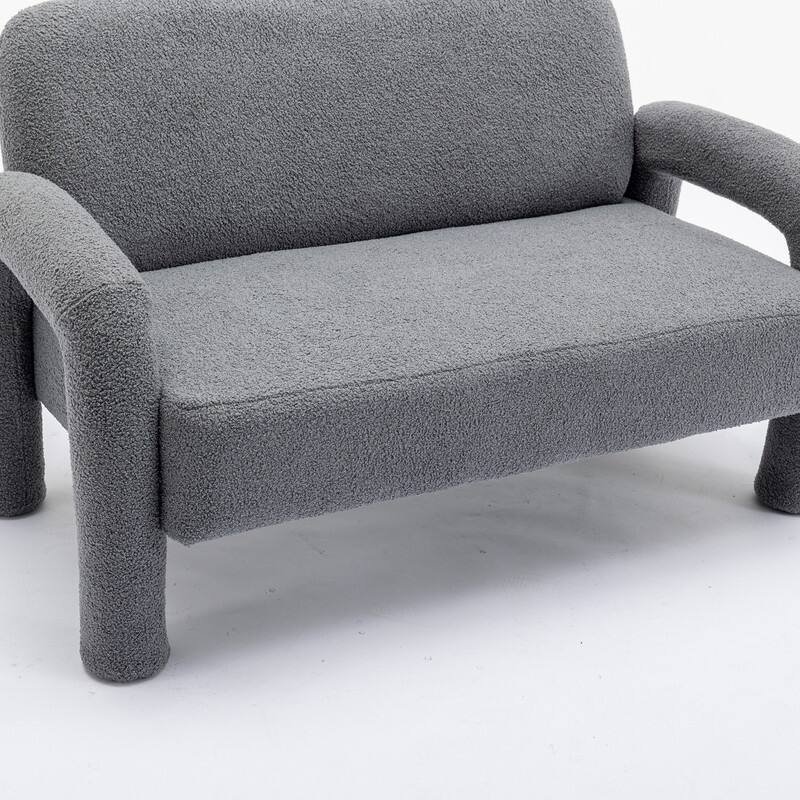 SEYNAR Mid-Century Modern Boucle 51'' Solid Wood Curved Sofa Set of 2 with Accent chair