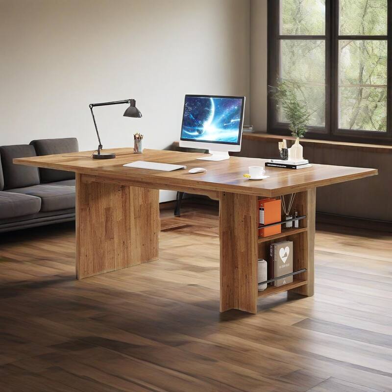 Natural Wood MDF 4-6 Seat Rectangular Office Desk for Home Kitchen or Office Use