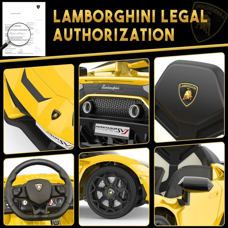 Ride on Car for Kids 12V Licensed Lamborghini Electric Vehicles Battery Powered Sports Car with Control
