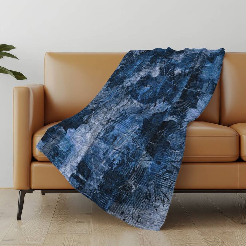 Premium Machine Washable Floral Abstract Sherpa Throw Blanket