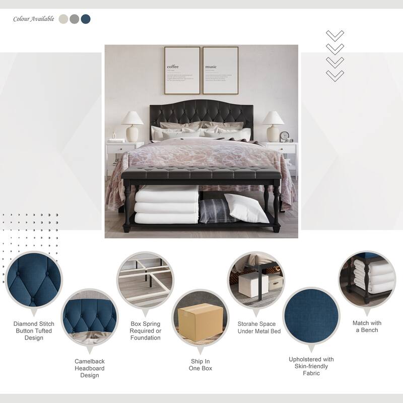 CraftPorch 2 Piece Bedroom Bench Set Transitional Button Tufted Bed