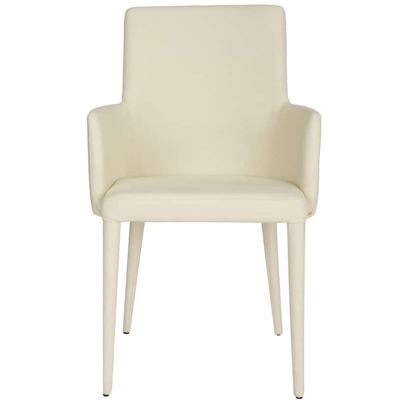 SAFAVIEH Elois Mid-Century Dining Modern White Arm Chair - 23.6" W x 21.6" L x 35.5" H - 24"Wx22"Dx36"H