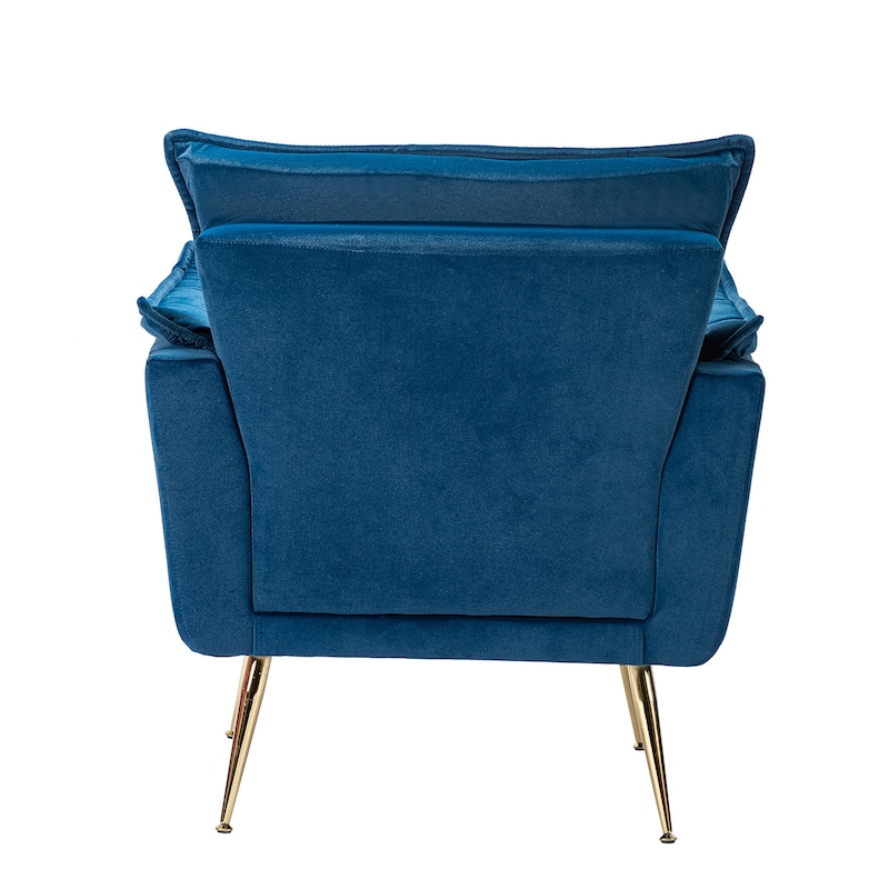 1ida Modern Velvet Tufted Padded Cushion Armchair with Golden Metal Legs by HULALA HOME