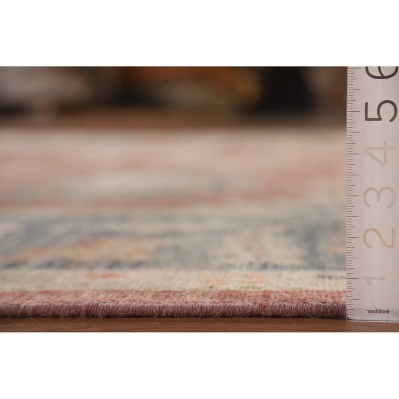 Floral Red Oushak Turkish Area Rug Hand-knotted Wool Carpet - 8'11" x 11'10"