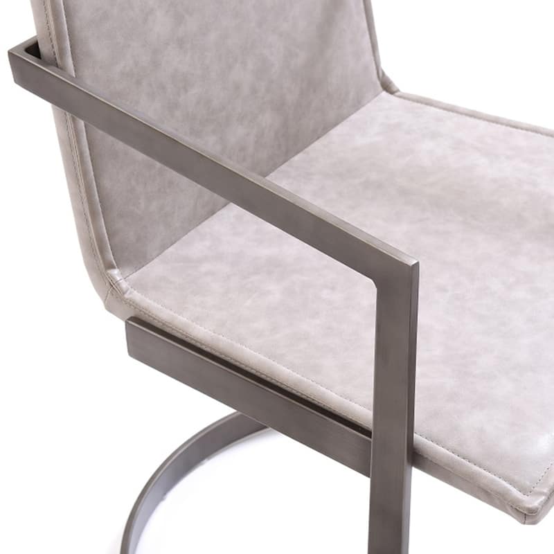Gray/Gray Faux Leather Upholstered Metal Frame Dining Chair, Sturdy Dining Chair for Dining Rooms - 21.75