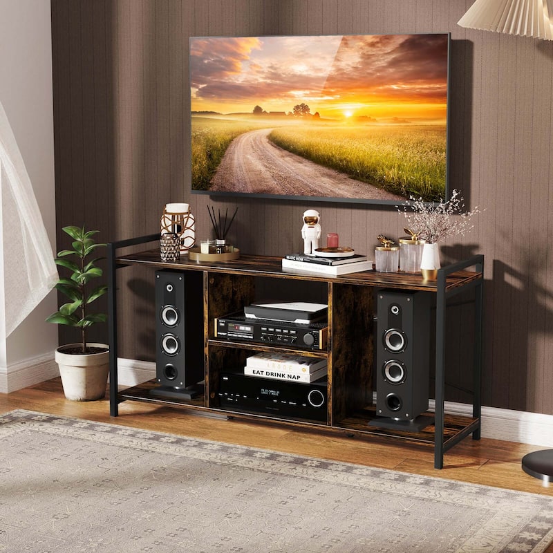 Costway 3-tier TV Stand for 55" TVs with 4 Open Shelves Heavy-duty - See Details