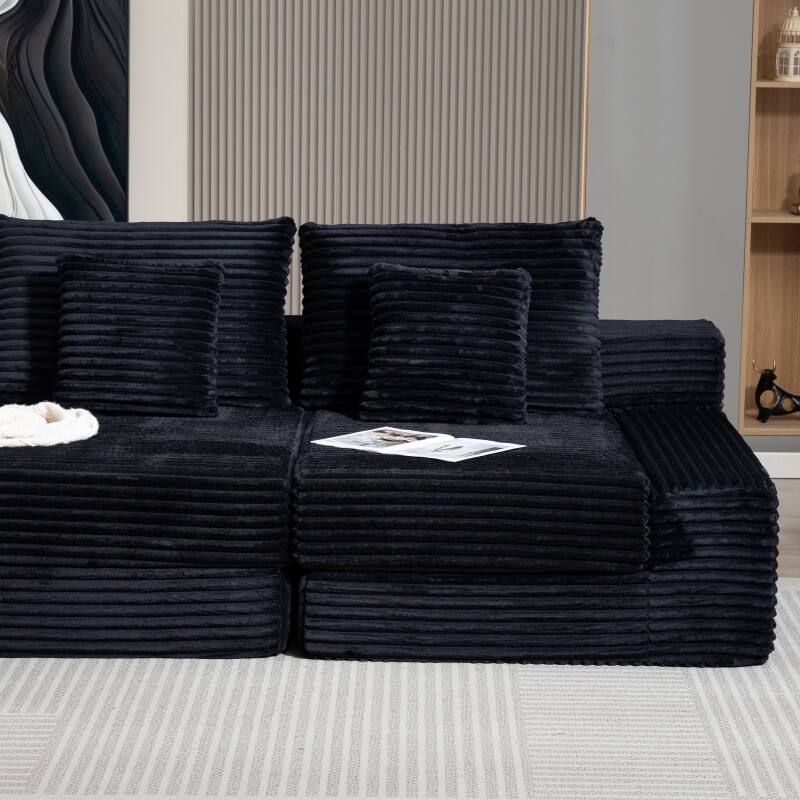 Double Chaise Lounge Sofa, Cloud Plush Sofa Bed, Upholstered Boneless Cloud Sofa Deep Seat, Sleeper Loveseat Chair