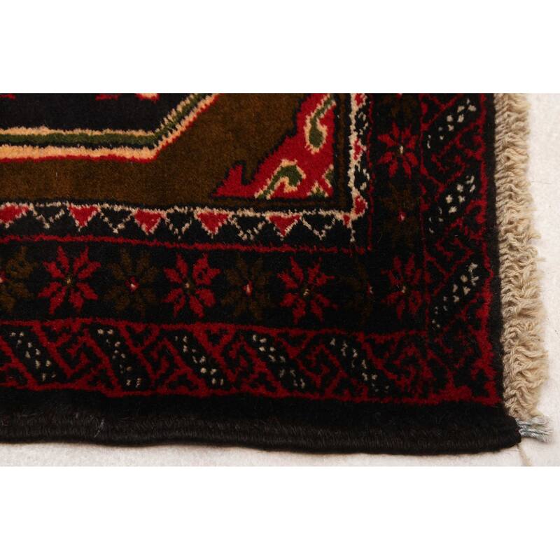 ECARPETGALLERY Hand-knotted Teimani Dark Olive Green Wool Rug - 3'10 x 7'1