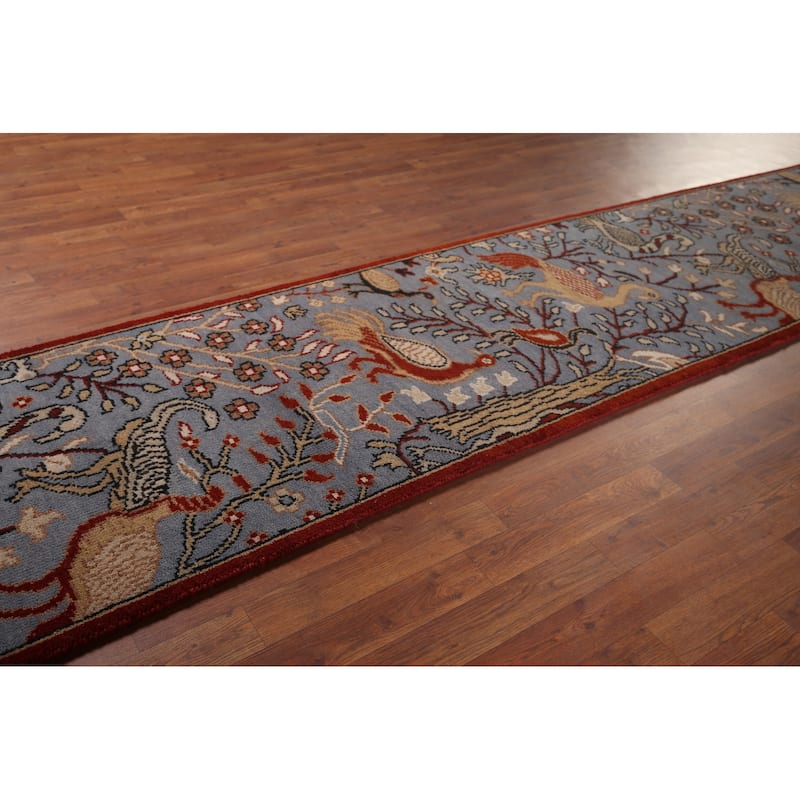 Animals Design Ziegler Oriental Runner Rug Hand-Knotted Wool Carpet - 2'7"x 13'9"