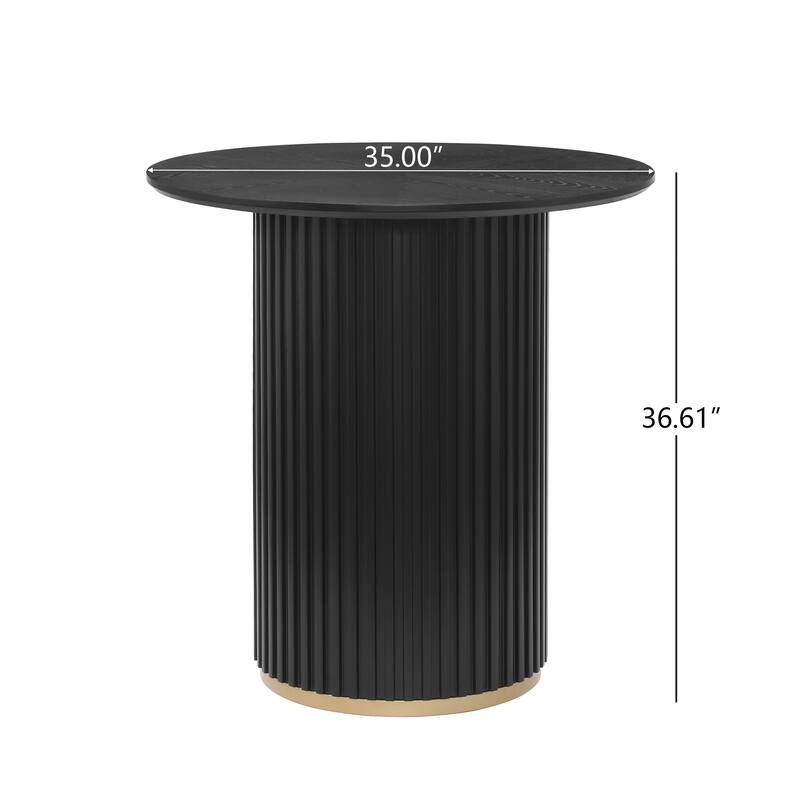 Christopher Knight Home - Barrington Modern 36.61"H Round Counter Height Dining Table with Fluted Cylindrical Iron Base