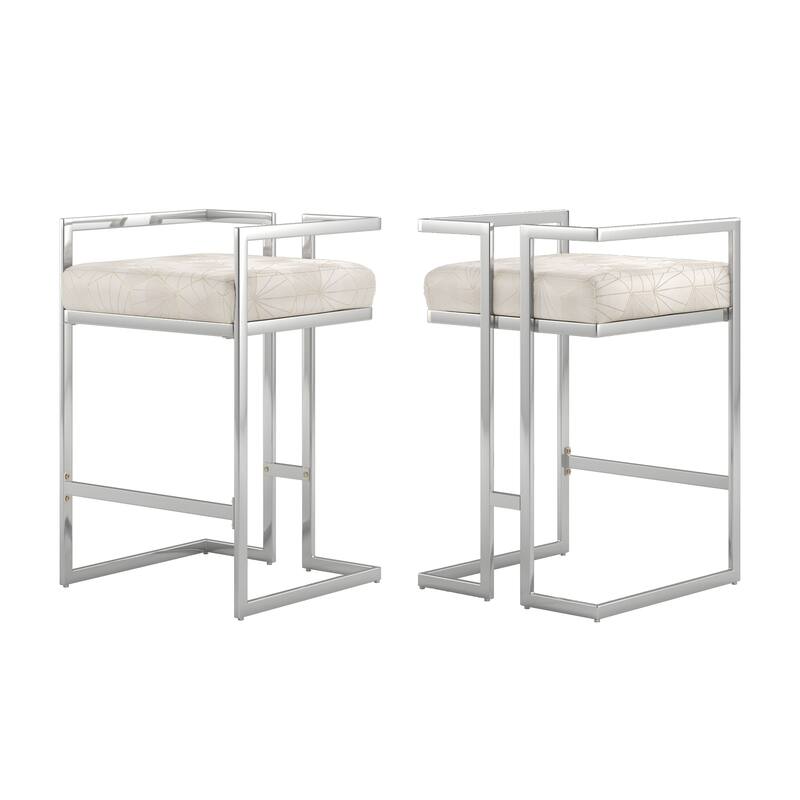 Tanner Velvet Upholstered Chrome Finish Metal Barstool (Set of 2) by iNSPIRE Q Bold