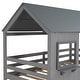 preview thumbnail 2 of 11, Twin Over Twin Bunk Bed Wood Bed with Roof and Window