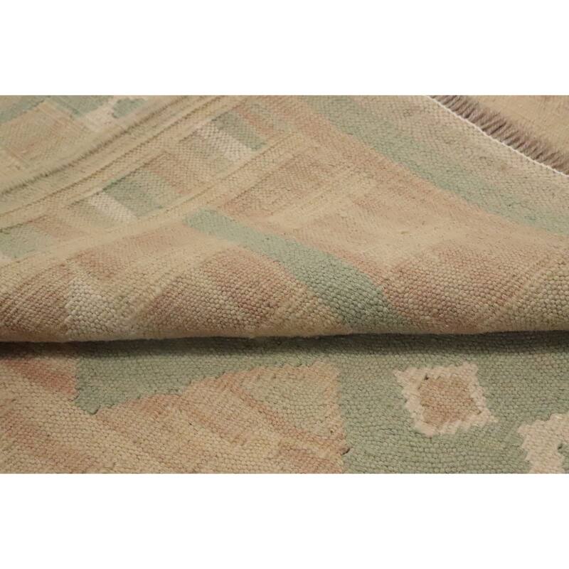 Hand Woven Oriental 100% Wool Carpet Southwestern Tribal Green Kilim Area Rug - 5' 10'' X 3' 10''