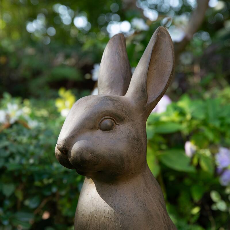 Glitzhome MgO Standing Rabbit Bunny Garden Yard Statue Indoor Figurines