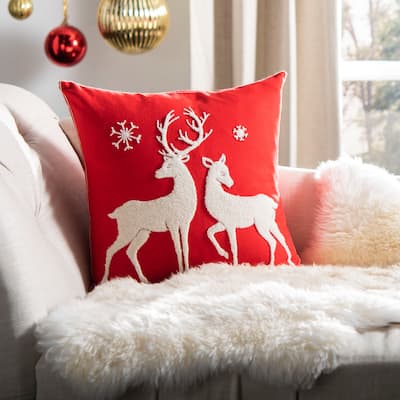 SAFAVIEH Holiday Mitzi Red/White 18-inch Decorative Pillow