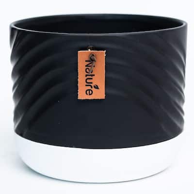 Black With White Base And Nature Tag Planter