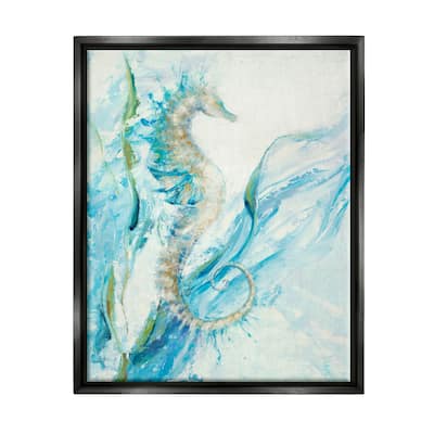 Stupell Nautical Seahorse Blue Fluid Ocean Water Floater Frame