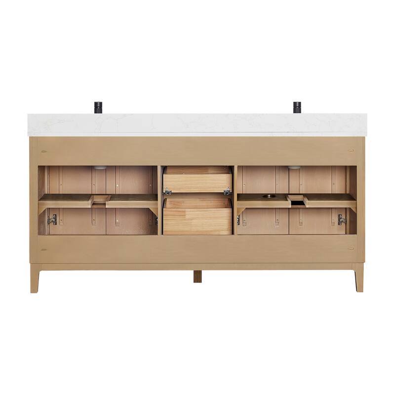 Gara Double Bath Vanity with Composite Stone Top without Mirror