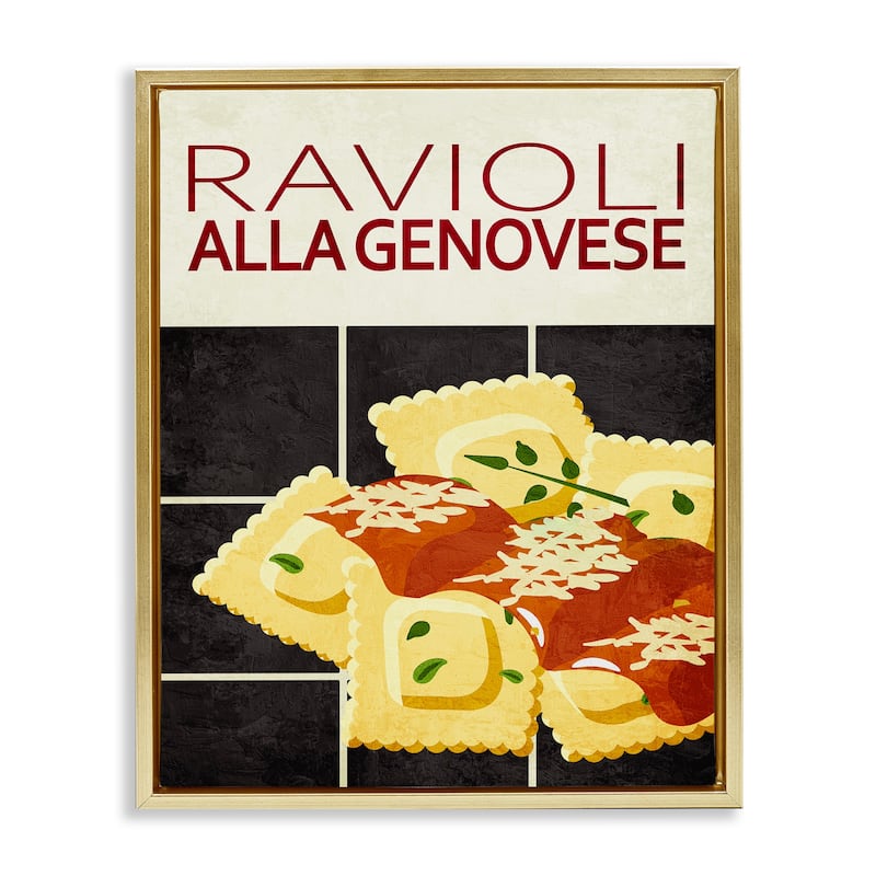 Stupell Ravioli Classic Kitchen Framed Floater Canvas Wall Art Design By Kim Allen - 17 x 21 - Gold