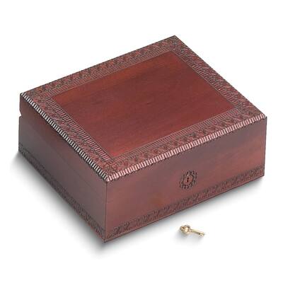 Curata Handcrafted Solid Wood with Maple Finish Carved Hearts Locking Keepsake Box