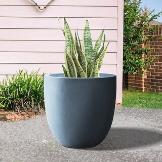 Durx-litecrete Lightweight Concrete Modern Seamless Round Cement Color Planter-Small - 10" W x 9" H