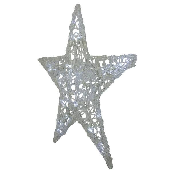 Shop 24 Twinkling Pure White Led Lighted Hanging Spun Glass Star
