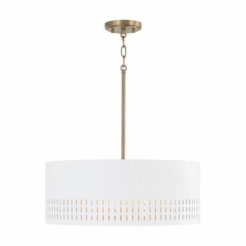 Dash 3-light Aged Brass & White Pendant