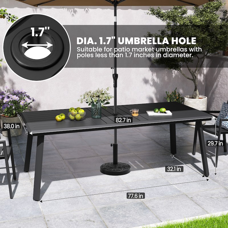 Outdoor Aluminum Dining Table with Umbrella Hole