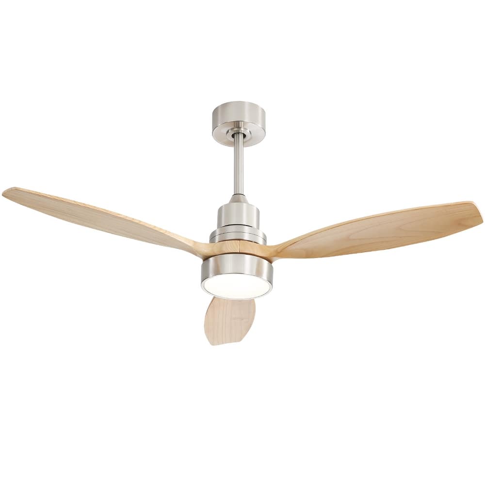 52 inch Wood Ceiling Fan with Light and Remote, Dimmable LED and Reversible DC Motor