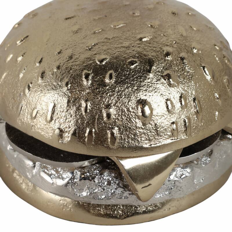 Aluminum Decorative Object Burger Shape - 3" Silver & Gold - 5" x 5" x 3.25"