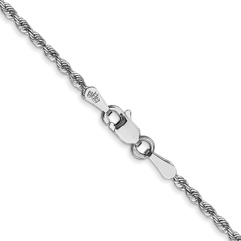 Curata 10k White Gold 1.8mm D/C Quadruple Rope Chain Necklace (Lobster) Options: 16 18 20 22 24
