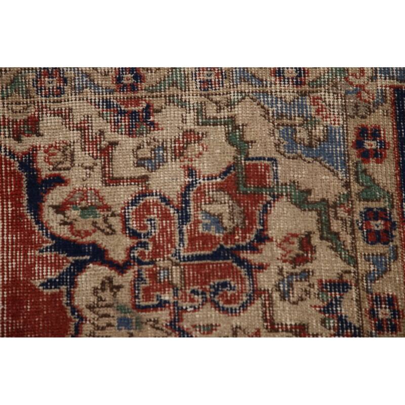 Distressed Oushak Turkish Vintage Area Rug Hand-Knotted Wool Carpet - 4'10" x 8'7"