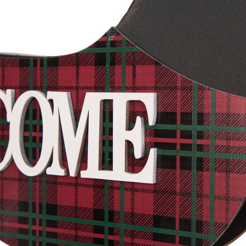 Glitzhome Wooden Christmas Double Sided Dachshund Porch Sign Decor
