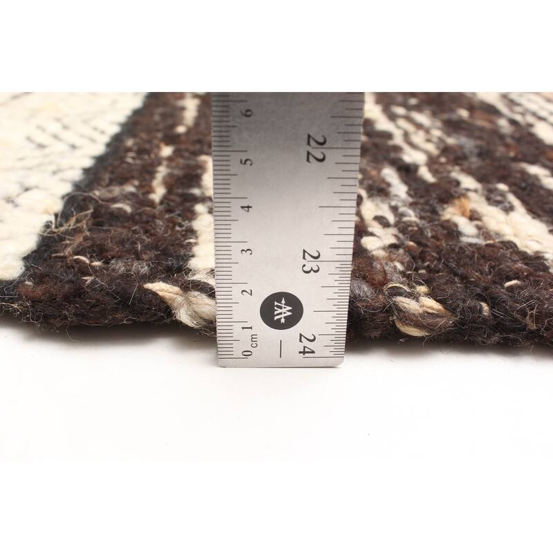 ECARPETGALLERY Braid weave Sienna Brown Wool Rug - 5'4 x 7'11