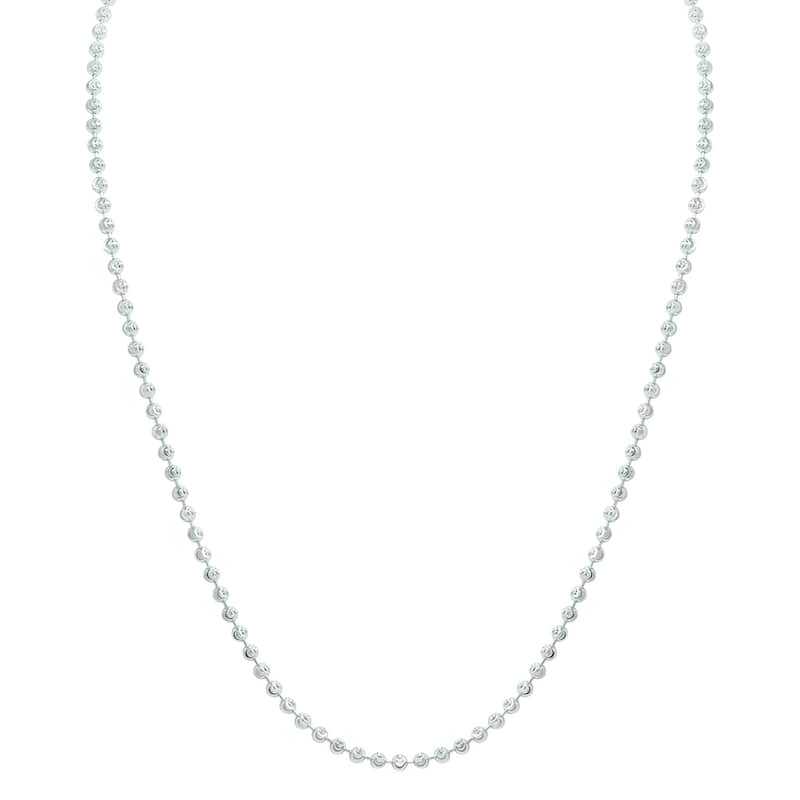 Marquee Jewels Sterling Silver 3MM Moon-Cut Bead Chain with Lobster Clasp - 18 Inch