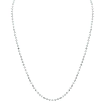Marquee Jewels Sterling Silver 3MM Moon-Cut Bead Chain with Lobster Clasp - 18 Inch