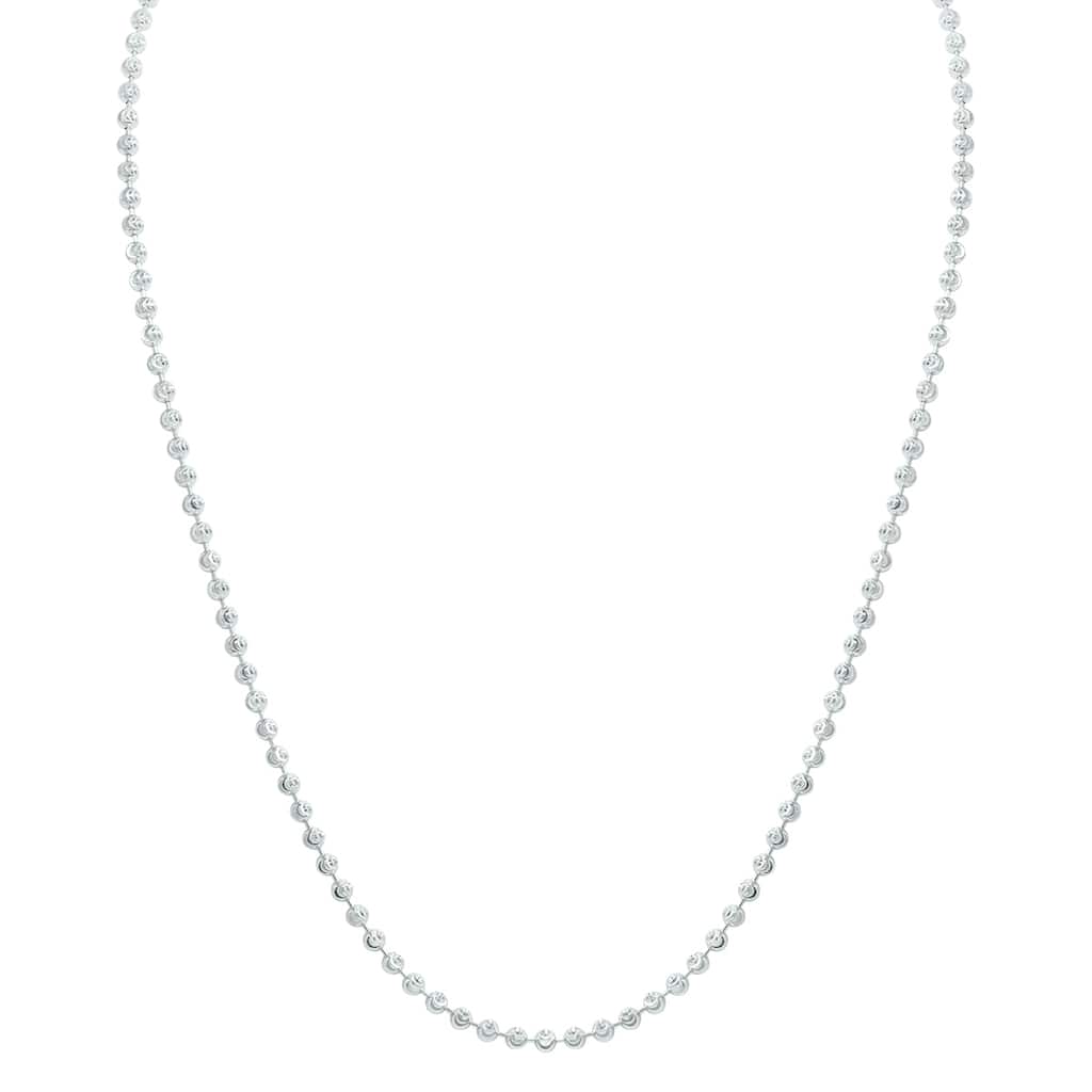 Marquee Jewels Sterling Silver 3MM Moon-Cut Bead Chain with Lobster Clasp - 18 Inch