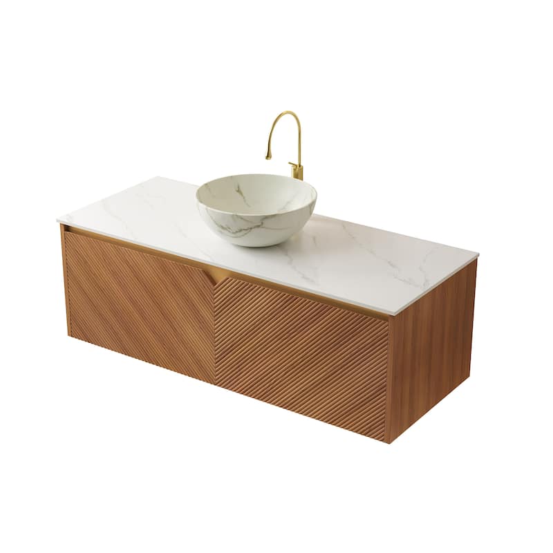 Wall-mounted Bathroom Vanity with Bowl Vessel Basin