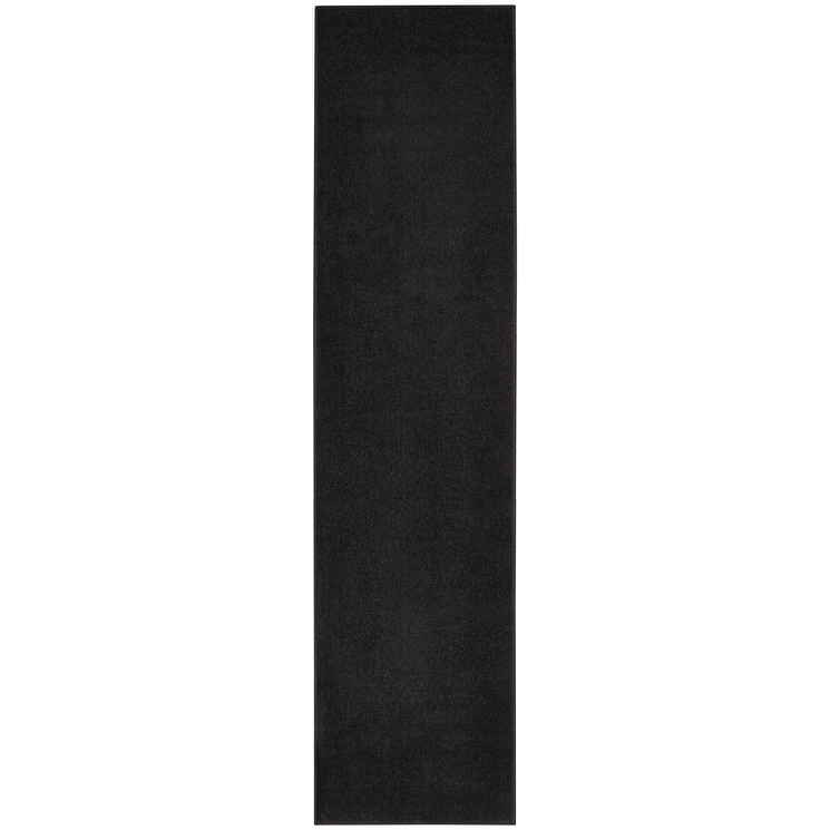 Nourison Essentials Solid Contemporary Indoor/Outdoor Area Rug - 12' Runner - Black