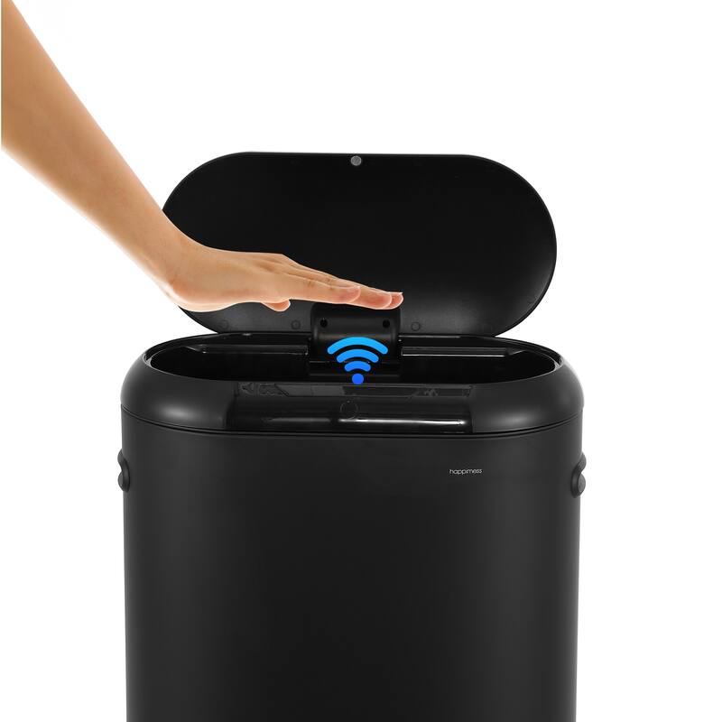 happimess Robo Kitchen 13.2-Gallon Slim Oval Motion Sensor Touchless Trash Can with Touch Mode