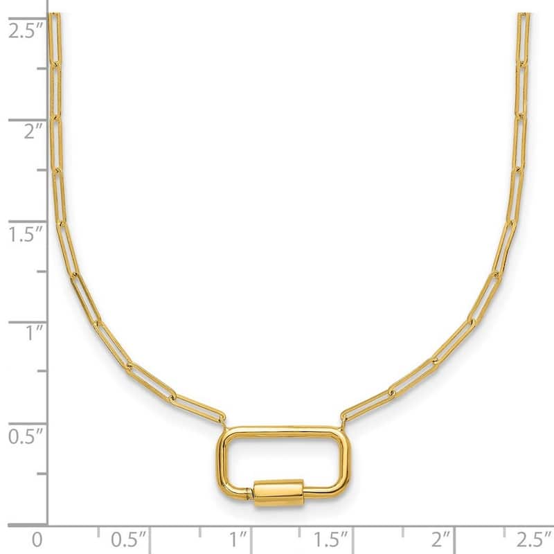 Curata Italian 14k Yellow Gold Paperclip Lock and Paperclip Chain Necklace (Lobster)
