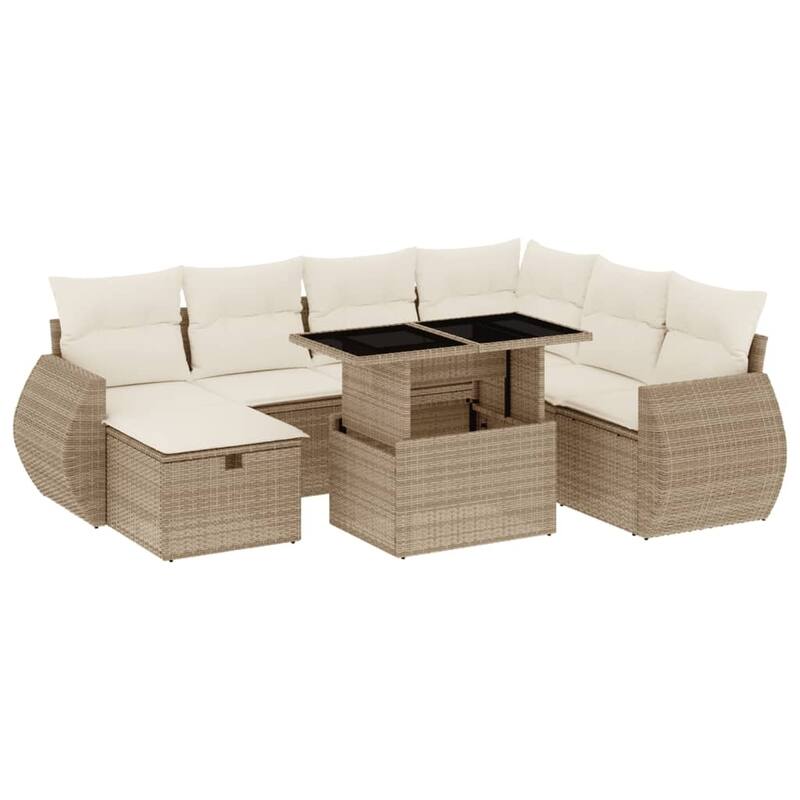 vidaXL Patio Sofa Set with Cushions Outdoor Furniture 8 Piece Poly Rattan