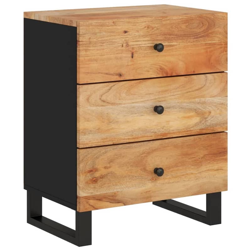 vidaXL Bedside Cabinet 19.7"x13"x24.4" Solid Wood Mango&Engineered Wood