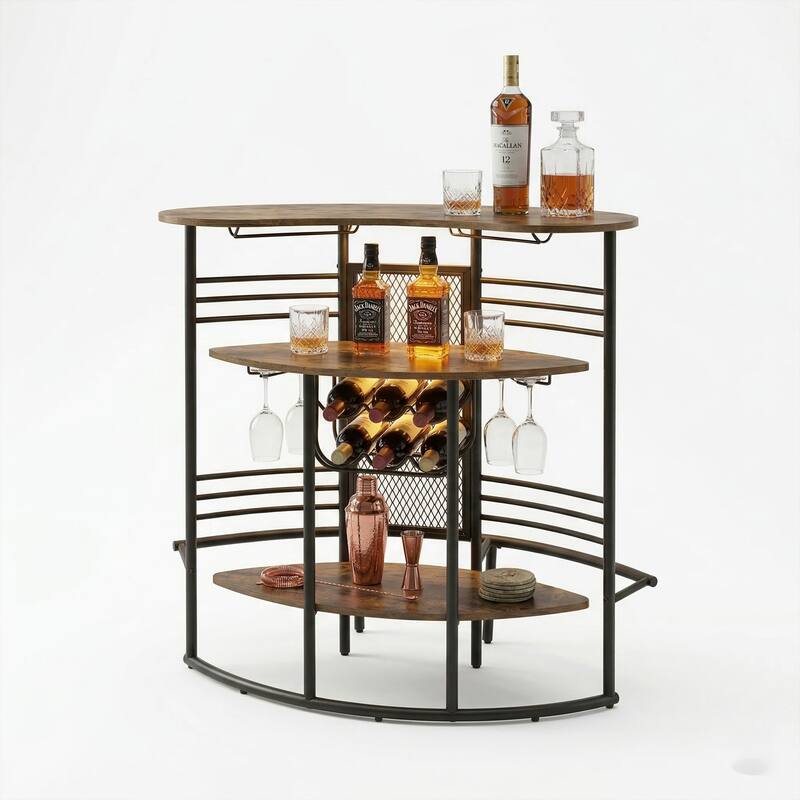 43 In Industrial Home Bar Unit with Footrest