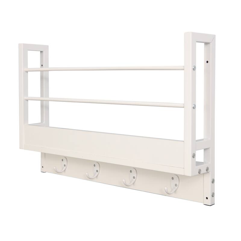 JJS Wall Mounted Floating Shelf with Coat Hooks & Key Holder Space-Saving Storage Rack for Books, Coats & Entryway Essentials