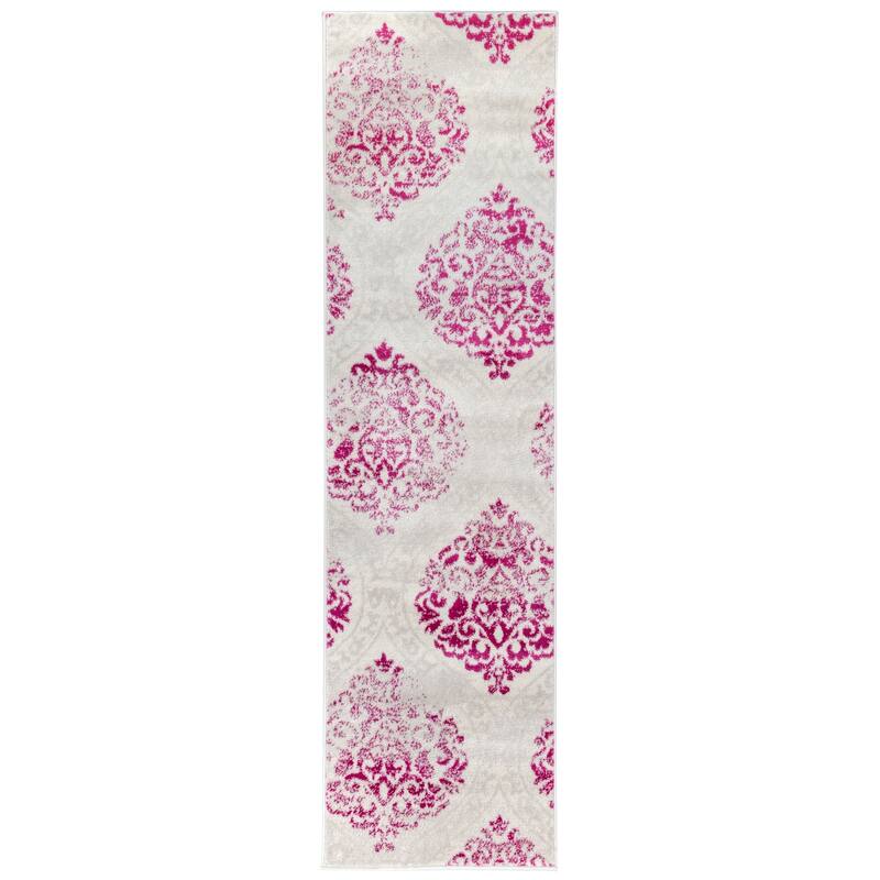 Porch & Den Pascuzzi Distressed Floral Damask Area Rug