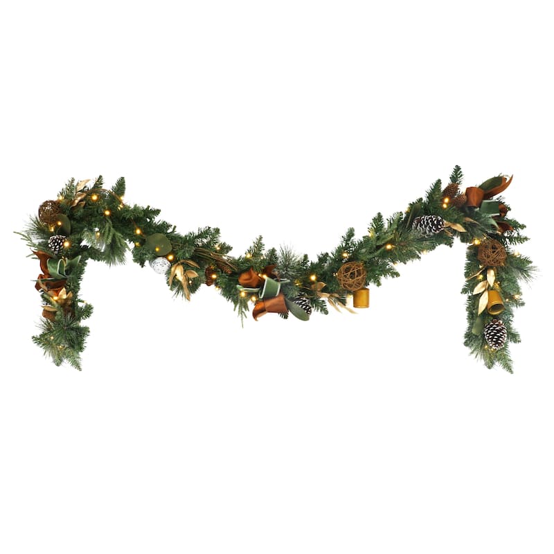 Puleo International 9 ft. x 10 in. Pre-Lit Decorated Artificial Garland