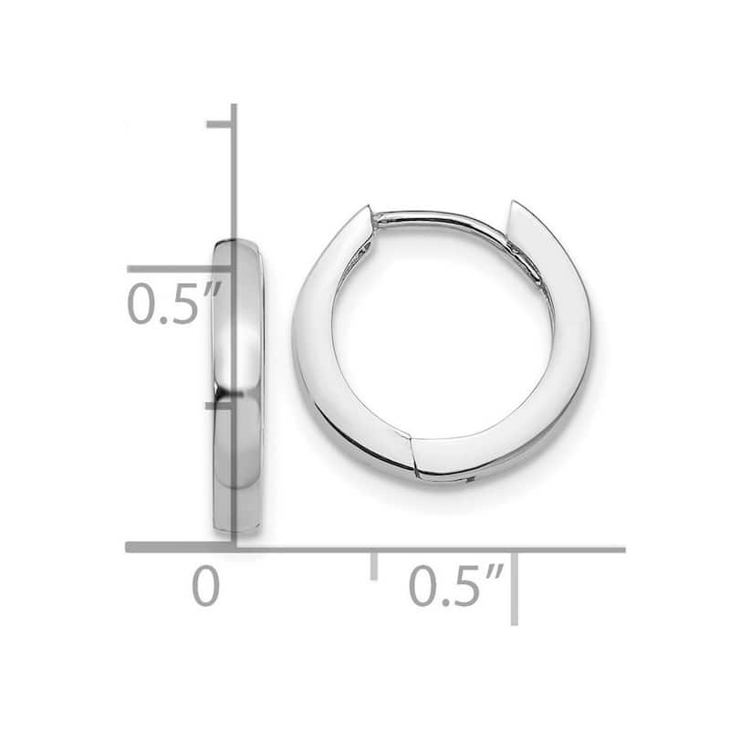 Curata 14k White Gold Solid Polished Hinged 10x2.5mm Hoop Earrings