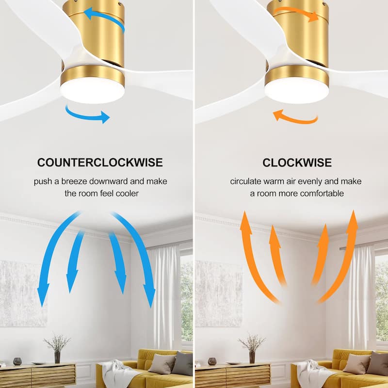 52-in LED Black and Gold Indoor Flush Mount Ceiling Fan with Light Remote (3-Blade)