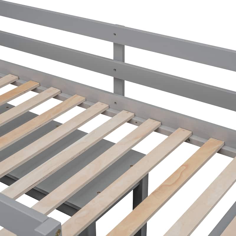Loft Bed with Retractable Writing Desk and 4 Drawers